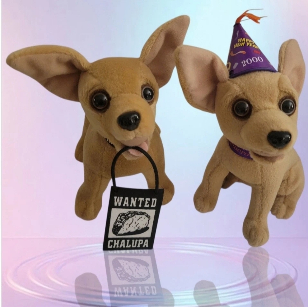 Set Yo Quiero Taco Bell Chihuahua Dog New Year 2000 Y2k 90s Plush Chalupa Promo